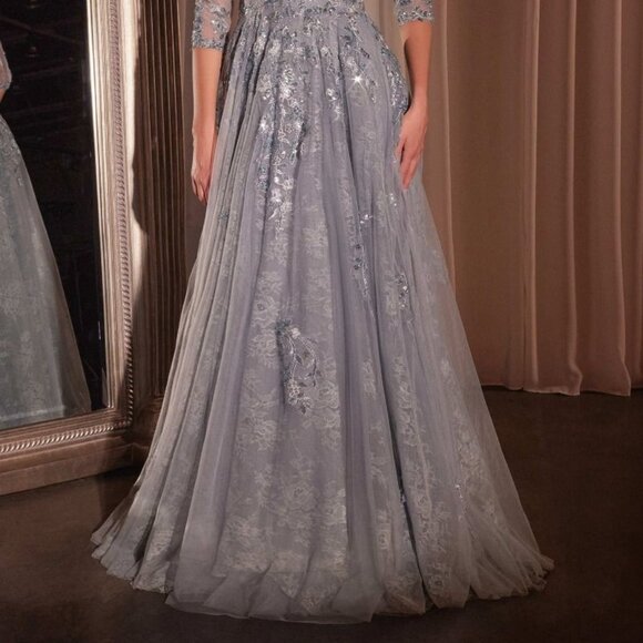 Sophisticated Lace Prom Dress in Gray - Picture 5 of 8